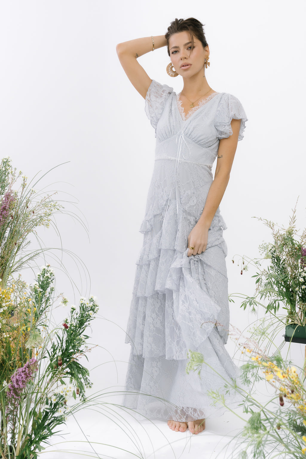 Tracie Lace Maxi Dress in Blue