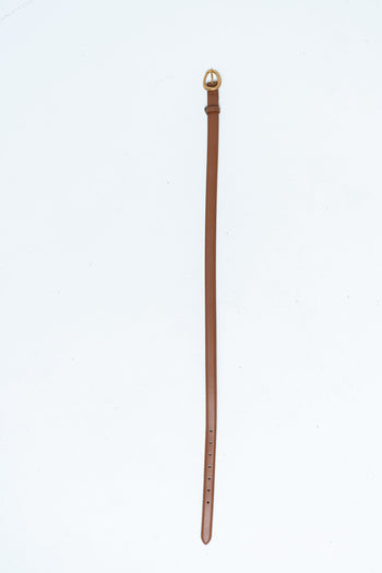 Delia Brushed Gold Belt in Tan