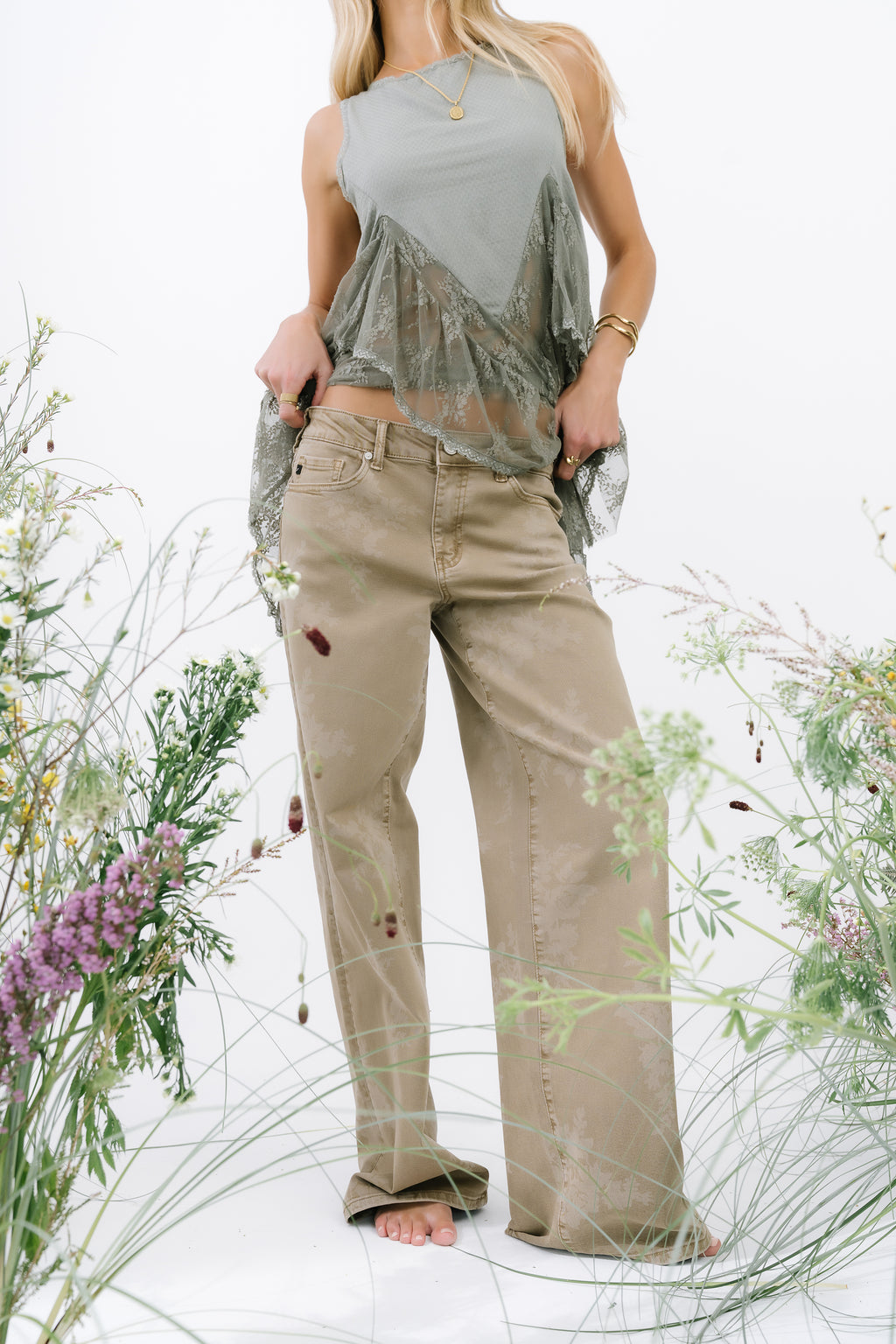 Brenda Floral Wide Leg Jeans