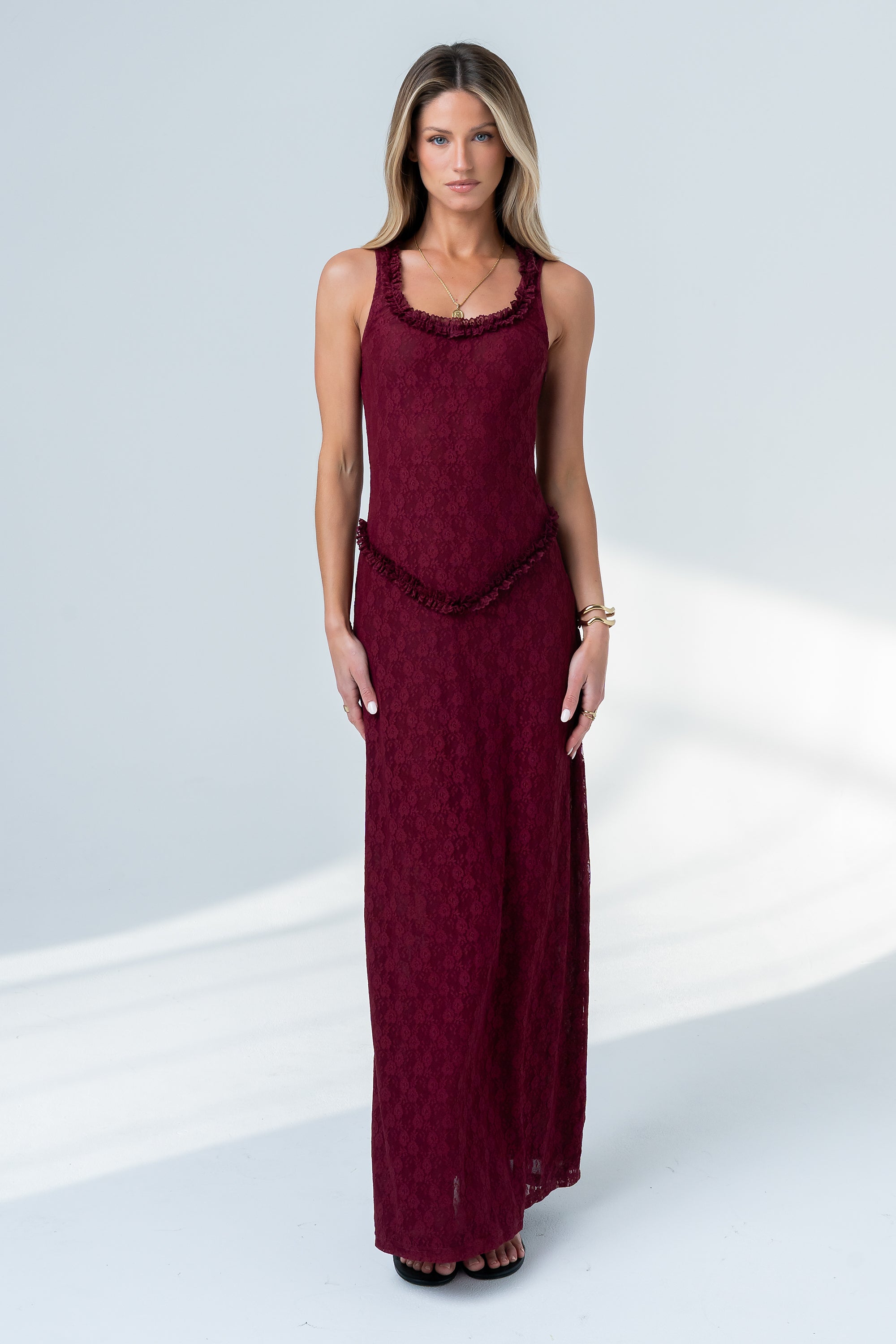 ameliane lace-trimmed slip dress The Andamane