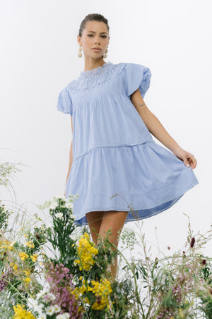 light blue striped dress Petal and Pup Women's Romilly Strappy Maxi Dress main image 1