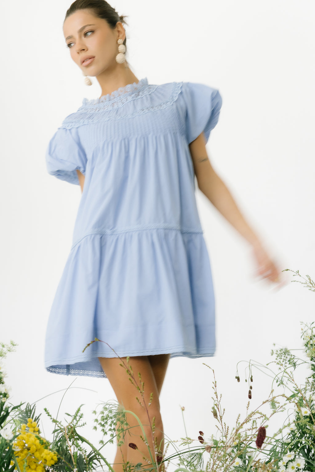 böhme Toby Pleated Baby Doll Dress in Blue Size Medium, Cotton böhme Toby Pleated Baby Doll Dress in Blue Size Medium, Cotton