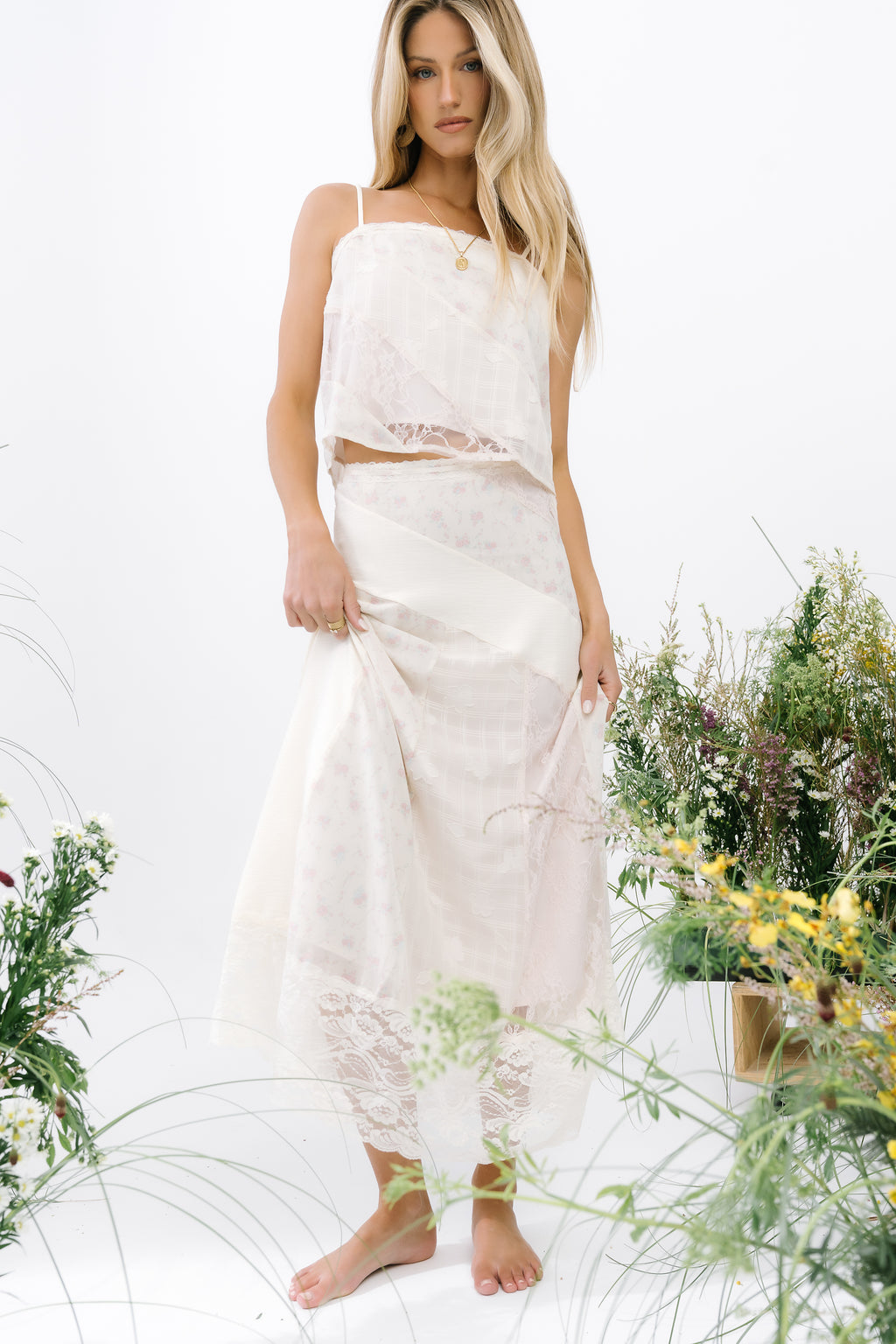 Cali Mixed Media Maxi Skirt