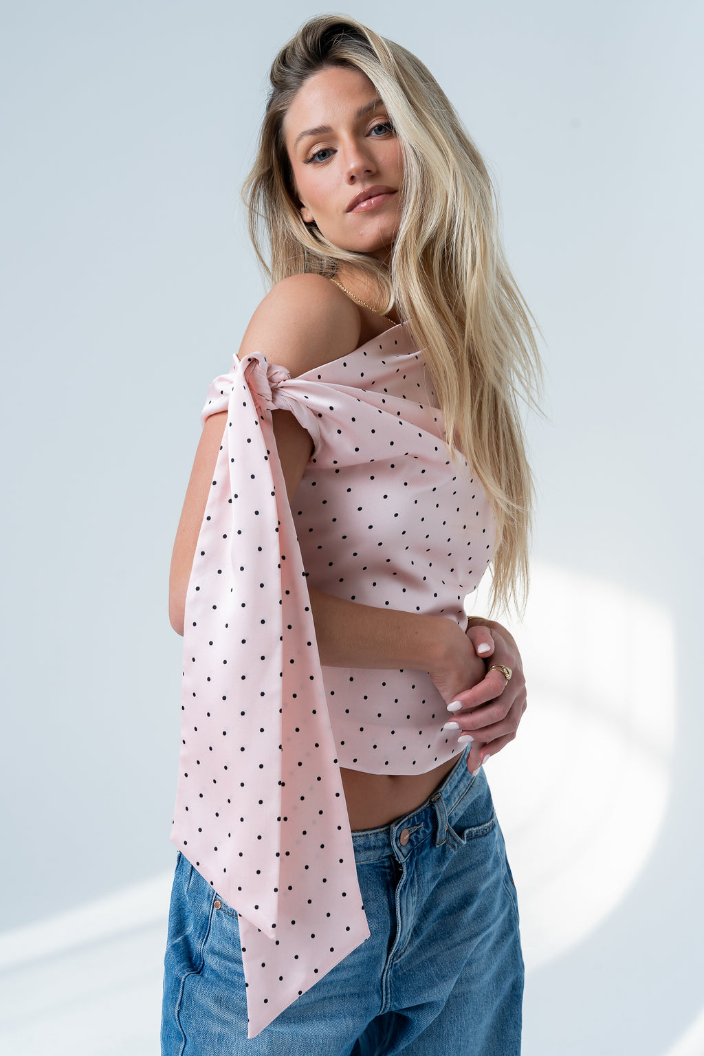 Haven Satin Polka Dot Top in Pink - FINAL SALE