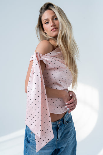 Haven Satin Polka Dot Top in Pink - FINAL SALE