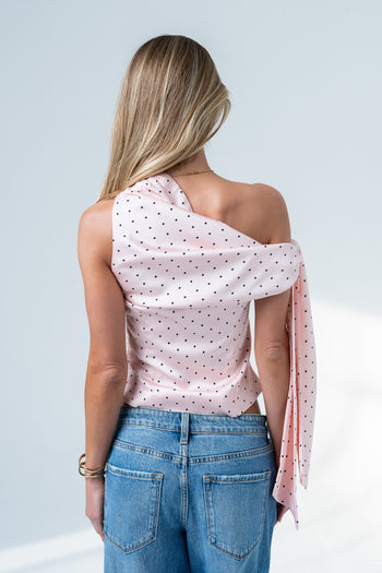 Haven Satin Polka Dot Top in Pink - FINAL SALE