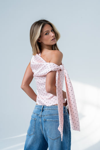 Haven Satin Polka Dot Top in Pink - FINAL SALE