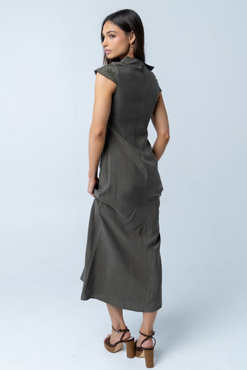 Tammy Embroidered Maxi Dress in Olive