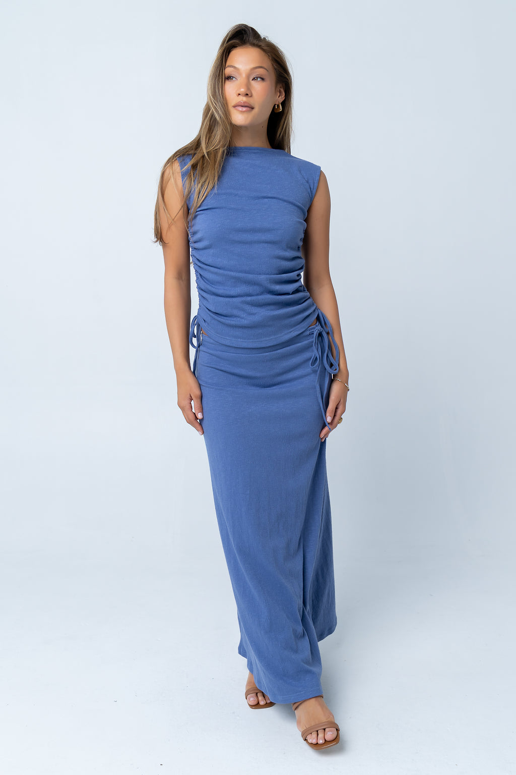 Freda Ruched Top in Blue Freda Ruched Top in Blue