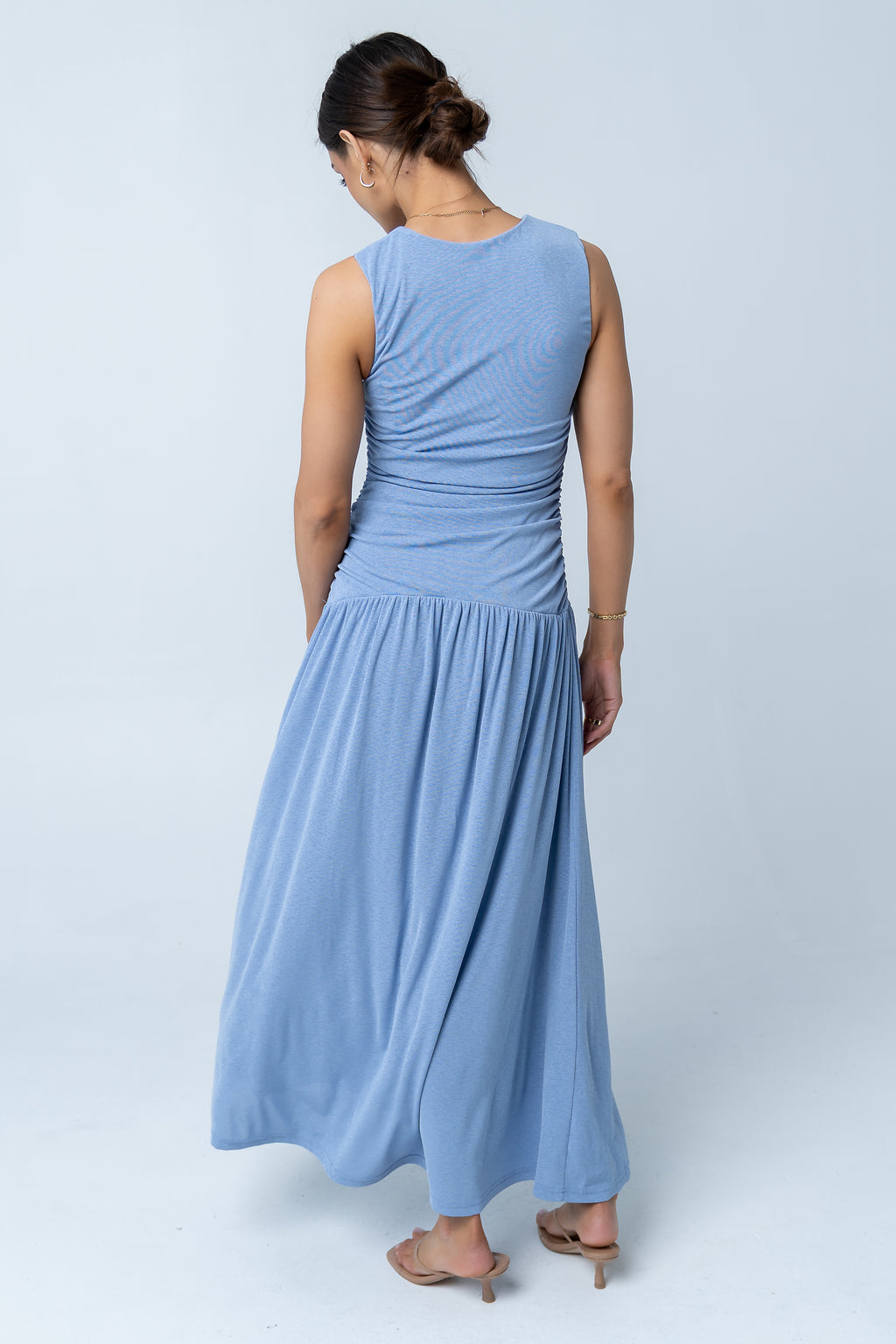 kinley blue ruched maxi casual dress Kinley Dress by CLLAS