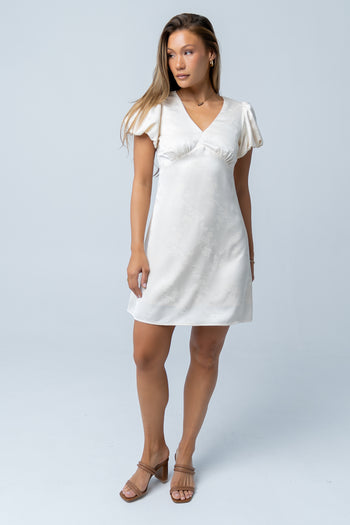 Brenna Floral Mini Dress in Cream