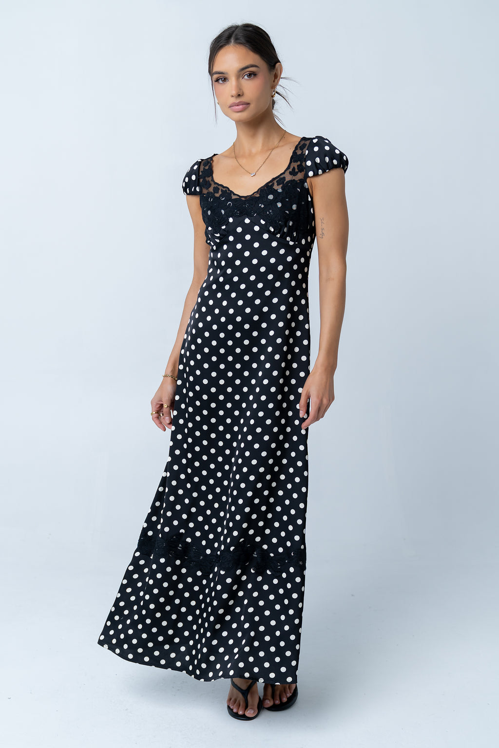 bhme Marianna Polka Dot Maxi Dress in Black - Size Medium, Non Stretch Material bhme Marianna Polka Dot Maxi Dress in Black - Size Medium, Non Stretch Material