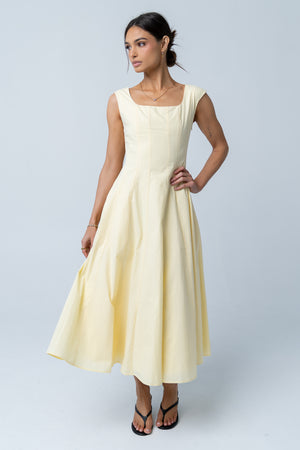 white christmas dresses Colin Midi Dress in Butter Yellow