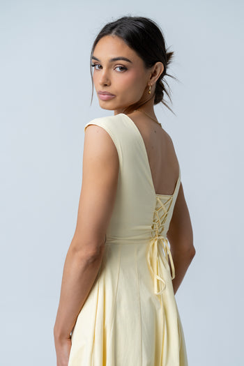 Colin Midi Dress in Butter Yellow