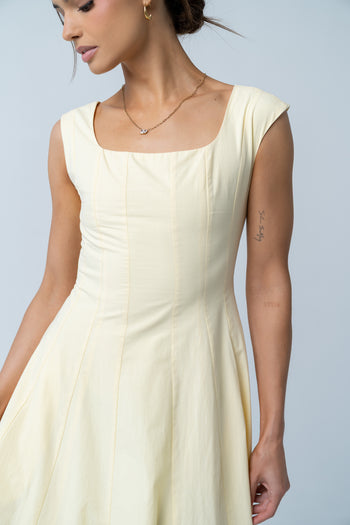 Colin Midi Dress in Butter Yellow