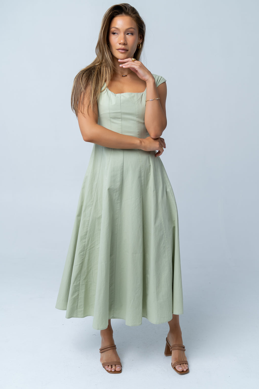 Colin Midi Dress in Sage Colin Midi Dress in Sage