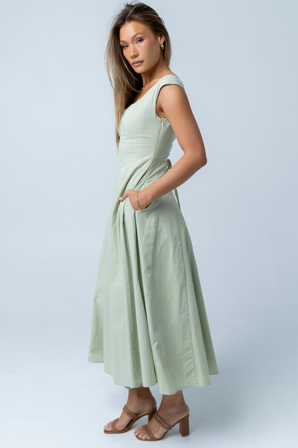 white christmas dresses Colin Midi Dress in Sage