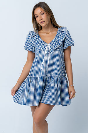 princess polly baby blue dress Crab Baby Girl Swimwear Checked Halter Dress