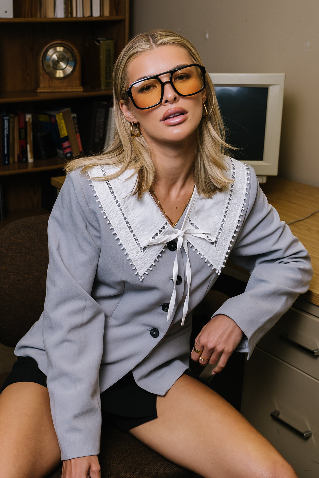 Kalani Collared Blazer in Grey