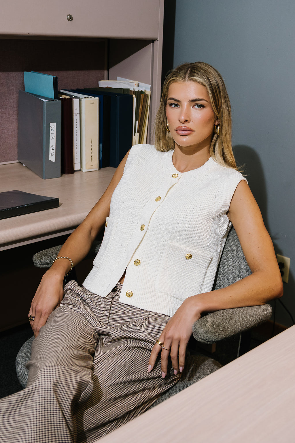 Brooks Knit Vest in Cream - FINAL SALE