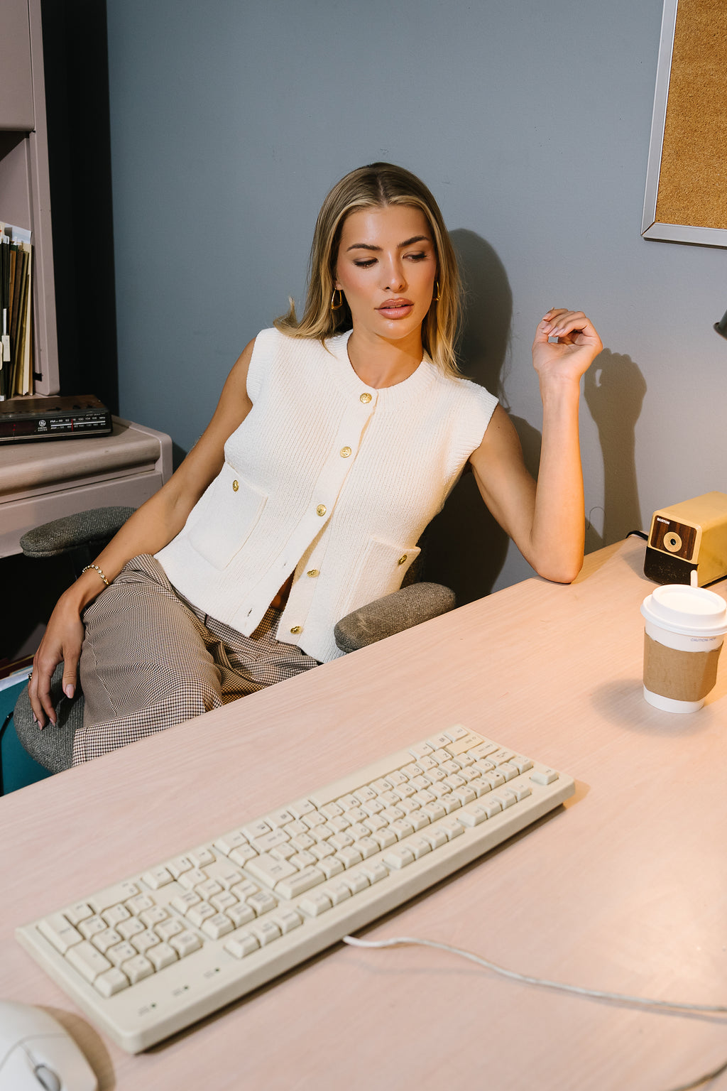 Brooks Knit Vest in Cream - FINAL SALE