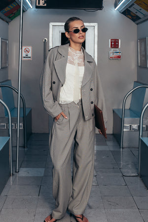 Abby Houndstooth Barrel Pants