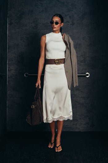 Rika Ribbed Top in Ivory
