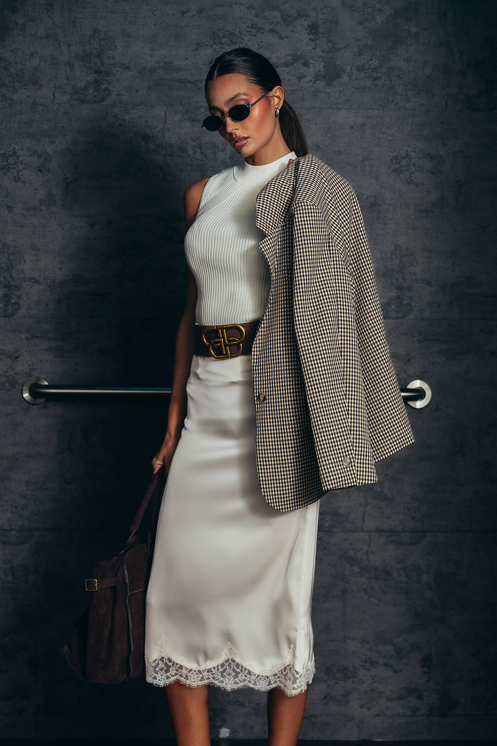 Cleo Lace Trim Midi Skirt in Cream