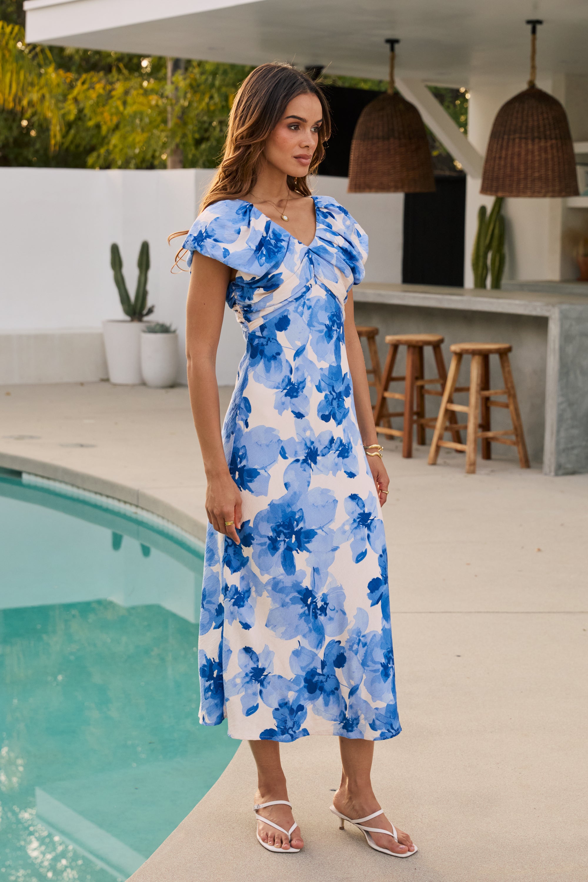 midi floral florida dress Cassidy the dress offers breathable Color:Light Blue Crochet Graduation Dress White Short opera glamour style