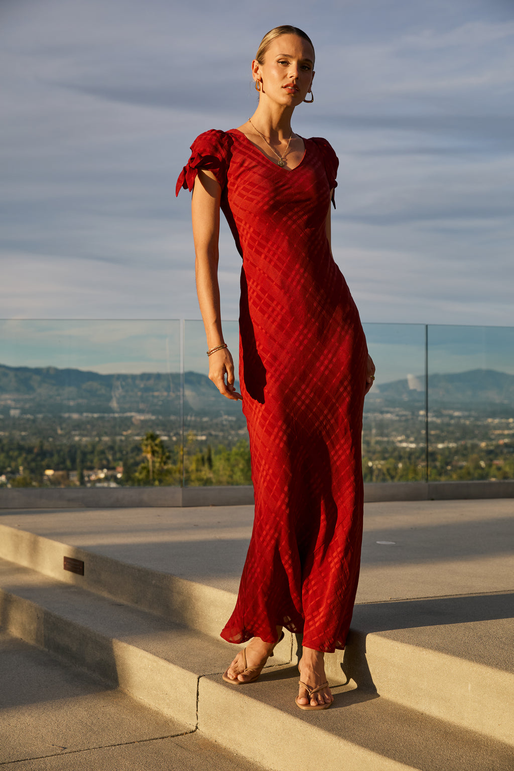Kimmie Maxi Dress in Red-Brown