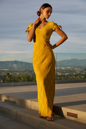 chinese dress ladies Kimmie Maxi Dress in Chartreuse