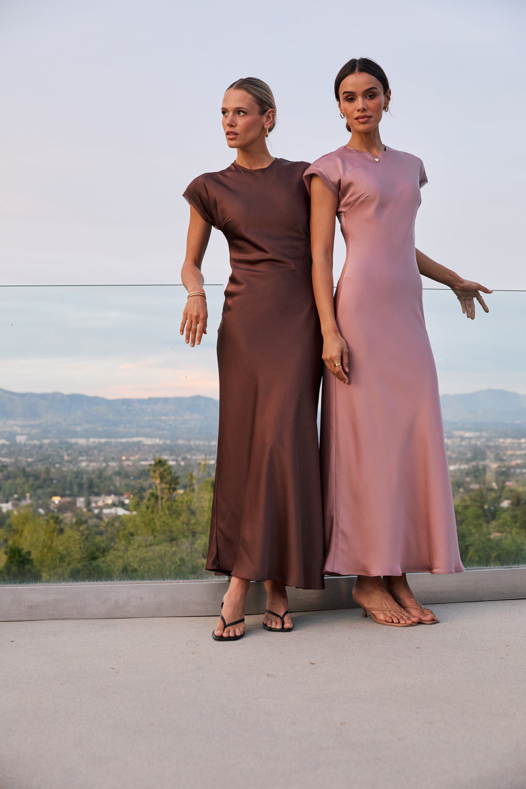Hannah Satin Maxi Dress in Brown Hannah Satin Maxi Dress in Brown