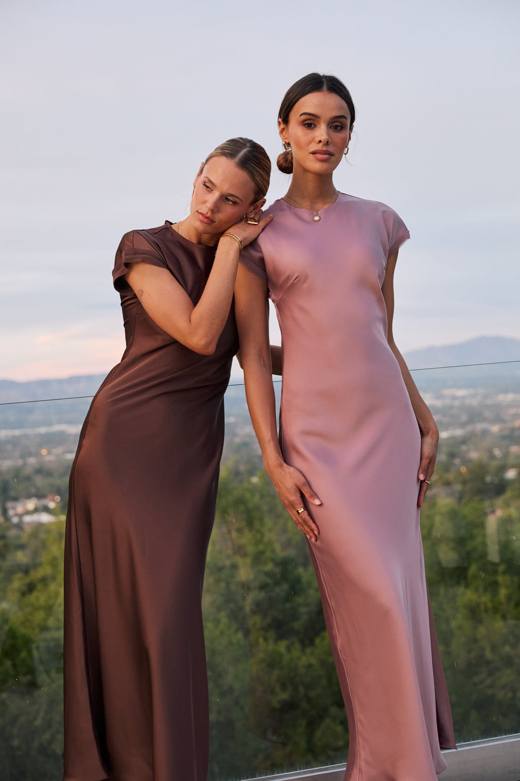 sage green bridesmaid dresses ebay Hannah Satin Maxi Dress in Brown