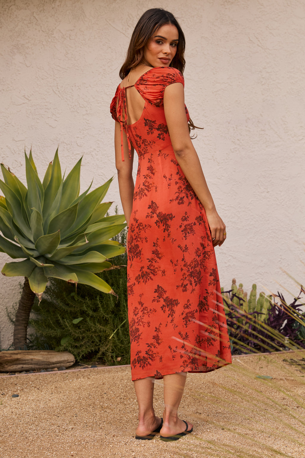 burnt orange floral dress Azazie Denisse