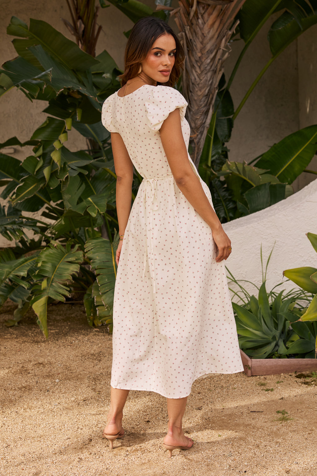 Knee Length White Midi Flowy Dress Bridal Midi Dress With Flowing Skirt And High Neck For Knee Length White Midi Flowy Dress Bridal Midi Dress With Flowing Skirt And High Neck For