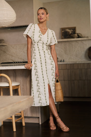 Emmy Embroidered Midi Dress