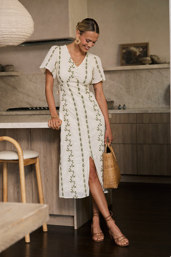 Emmy Embroidered Midi Dress