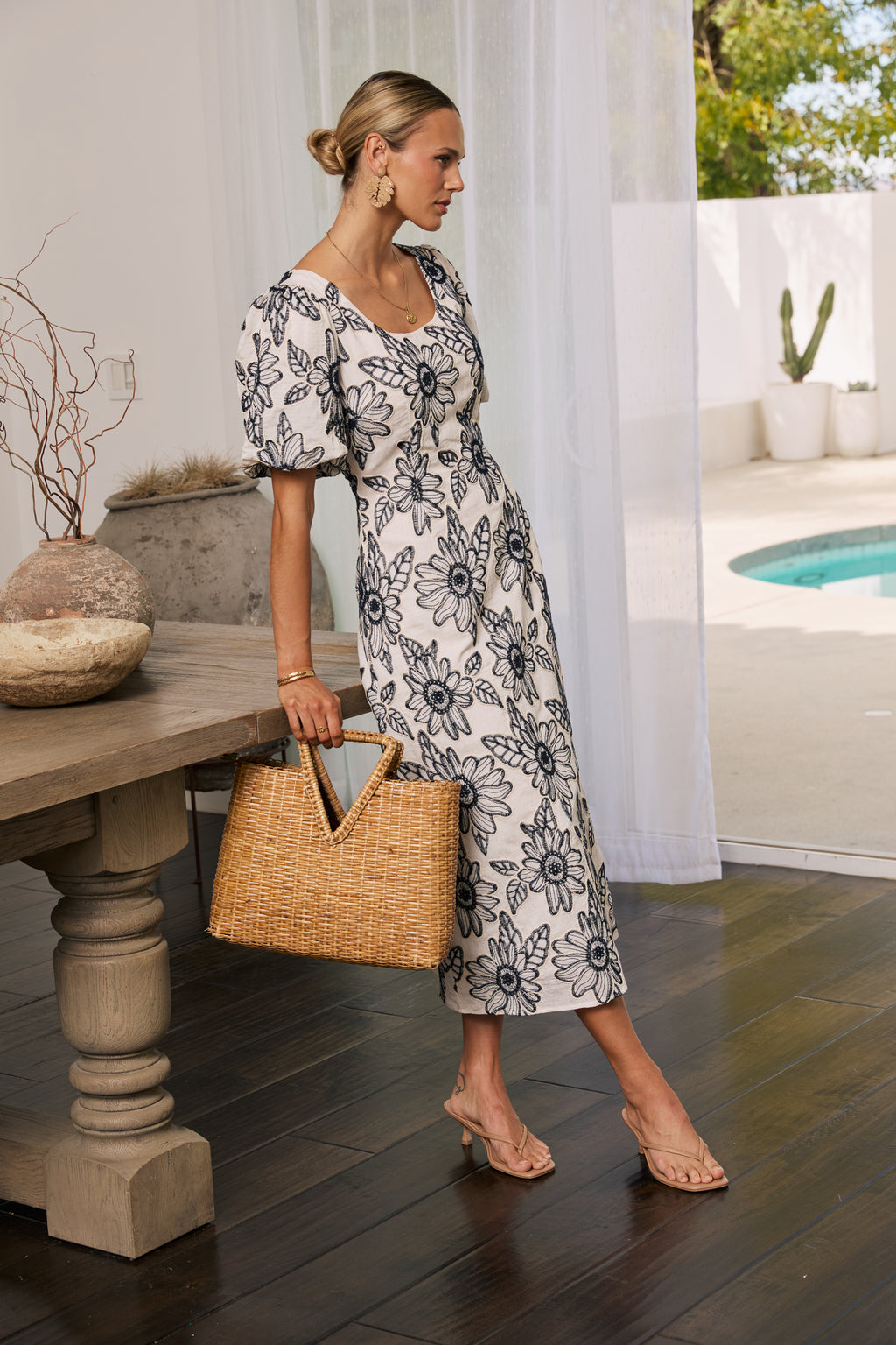 bhme Brielle Embroidered Maxi Dress in Ivory - Size Small, Non Stretch Material bhme Brielle Embroidered Maxi Dress in Ivory - Size Small, Non Stretch Material