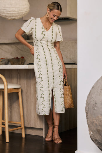 Emmy Embroidered Midi Dress
