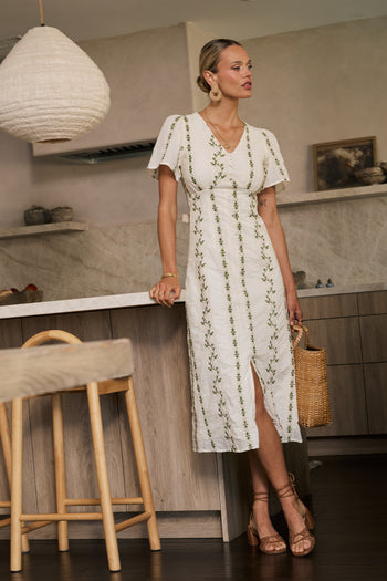 Emmy Embroidered Midi Dress