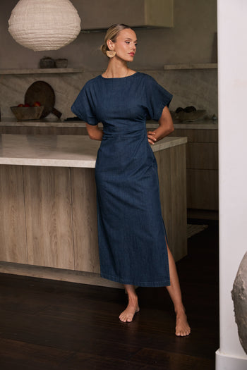 Jeanie Pleated Maxi Dress