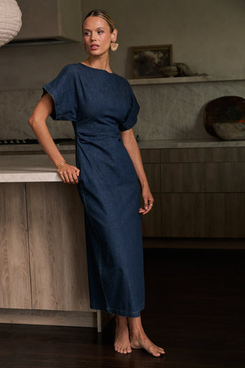 Jeanie Pleated Maxi Dress