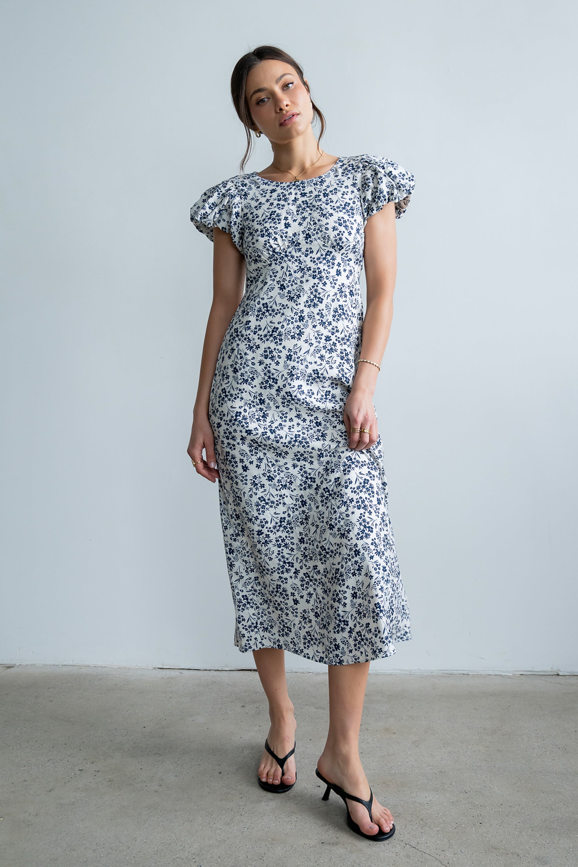 Smith Floral Midi Dress S / Blue