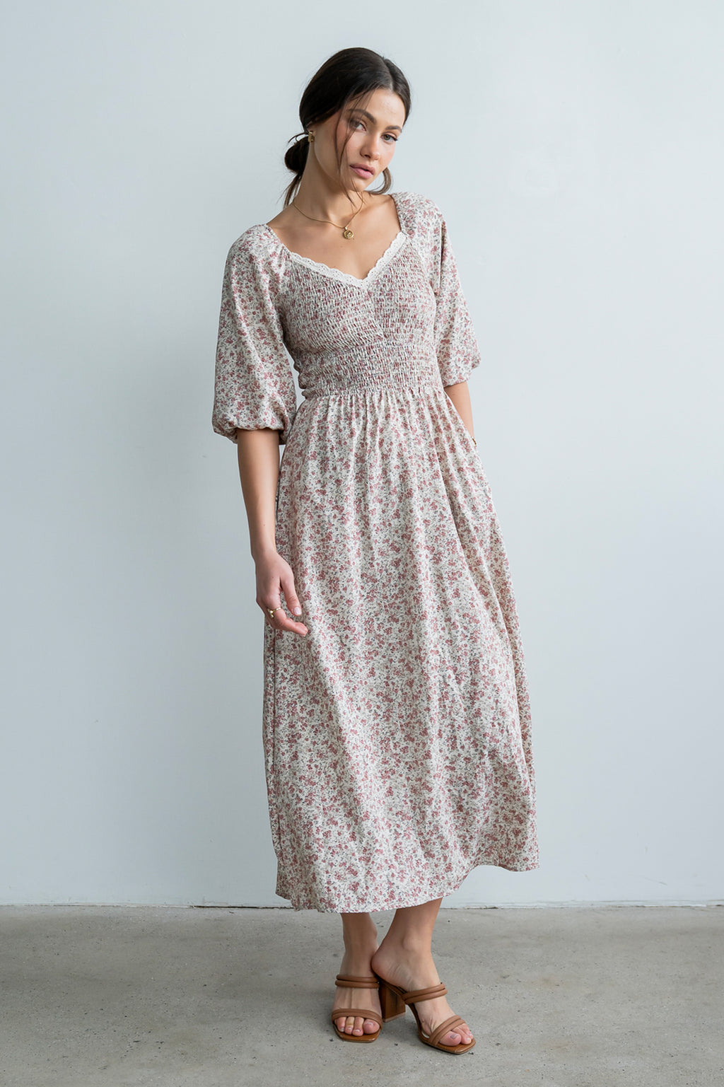 smocked maxi dress Petite Poplin Smocked Maxi Dress