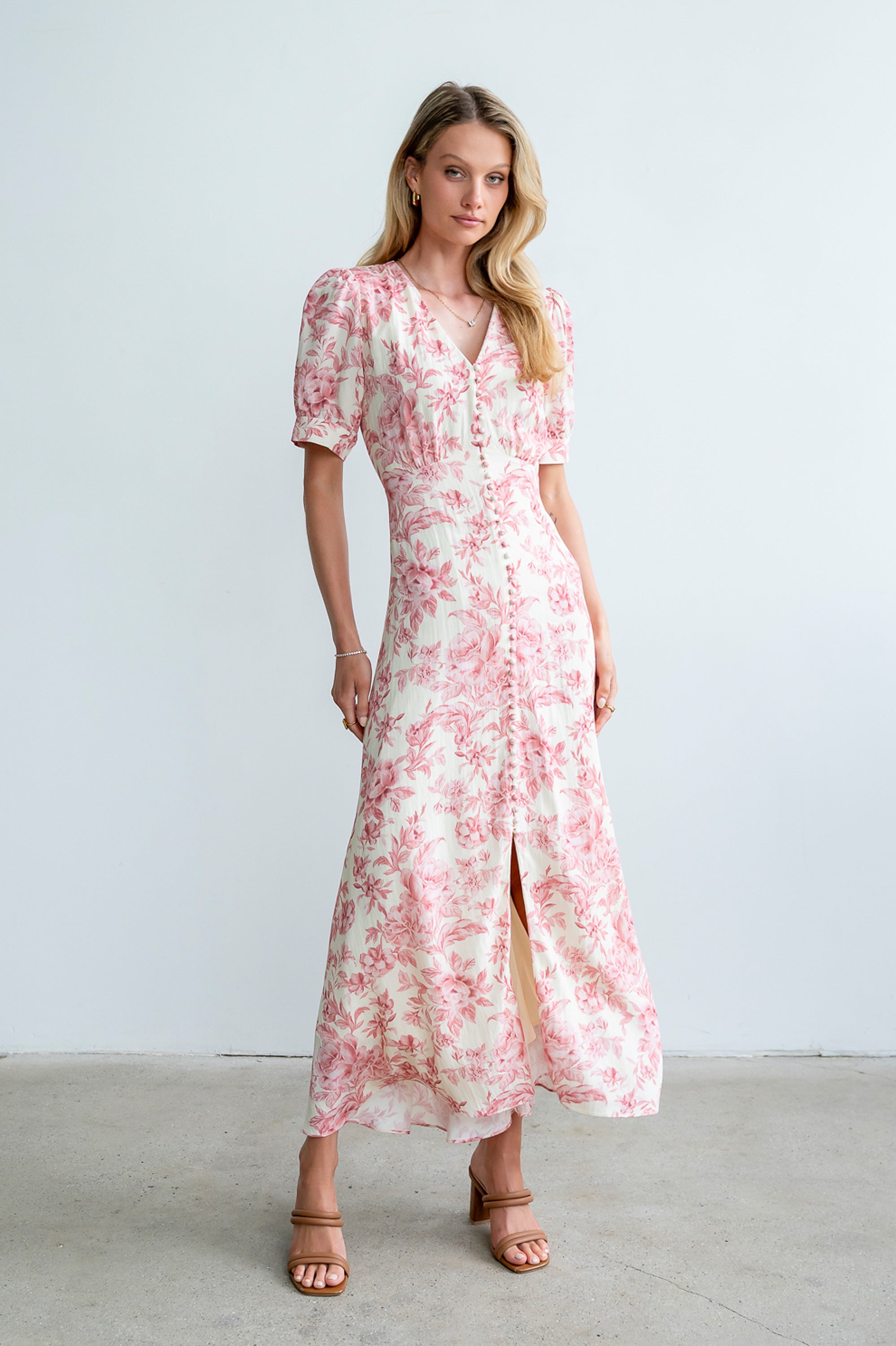 Lia Floral Midi Dress in Pink Lia Floral Midi Dress in Pink