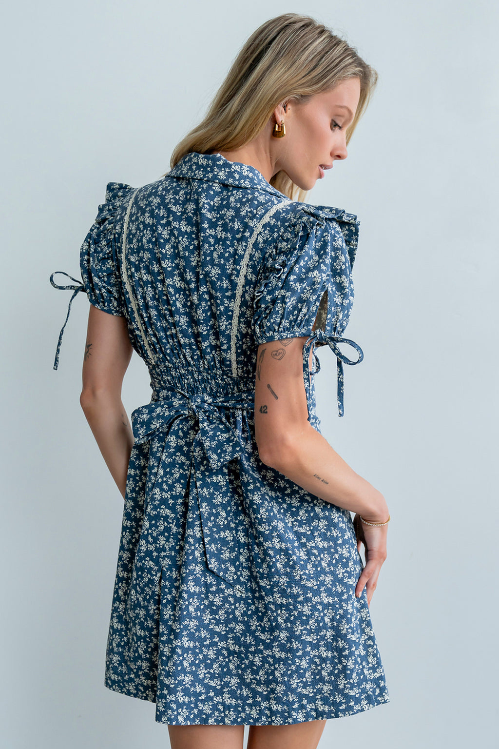 Jenny Floral Mini Dress in Blue