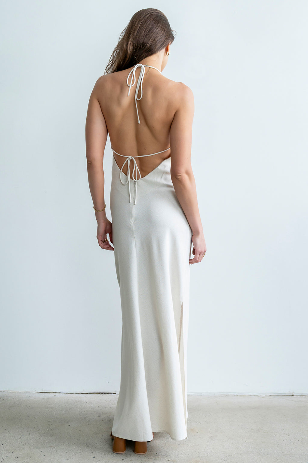böhme Winnie Halter Maxi Dress in Oatmeal