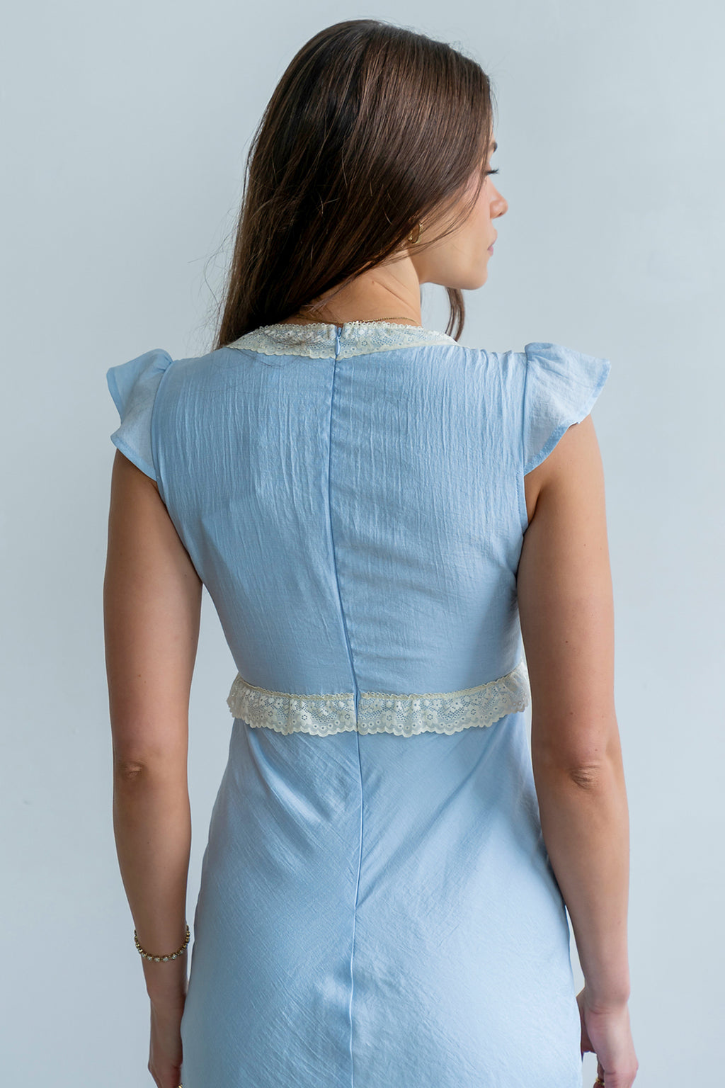 blue short homecoming dresses böhme Jessica Lace Trim Maxi Dress in Blue