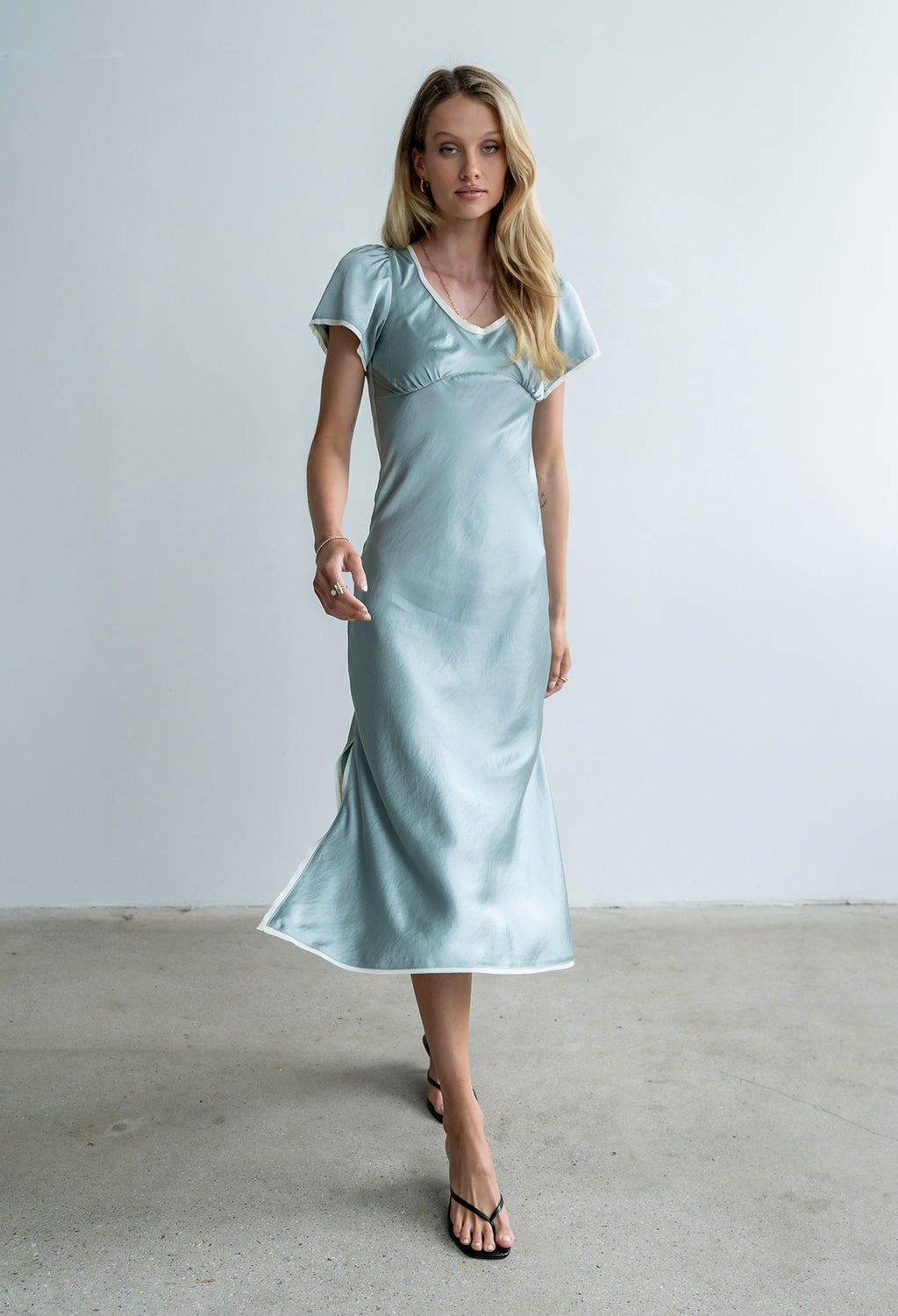 light blue formal dress mother of the bride Off The Shoulder Tea Length Blue Mother Of The Bride Dress with Bow US12 / Blue