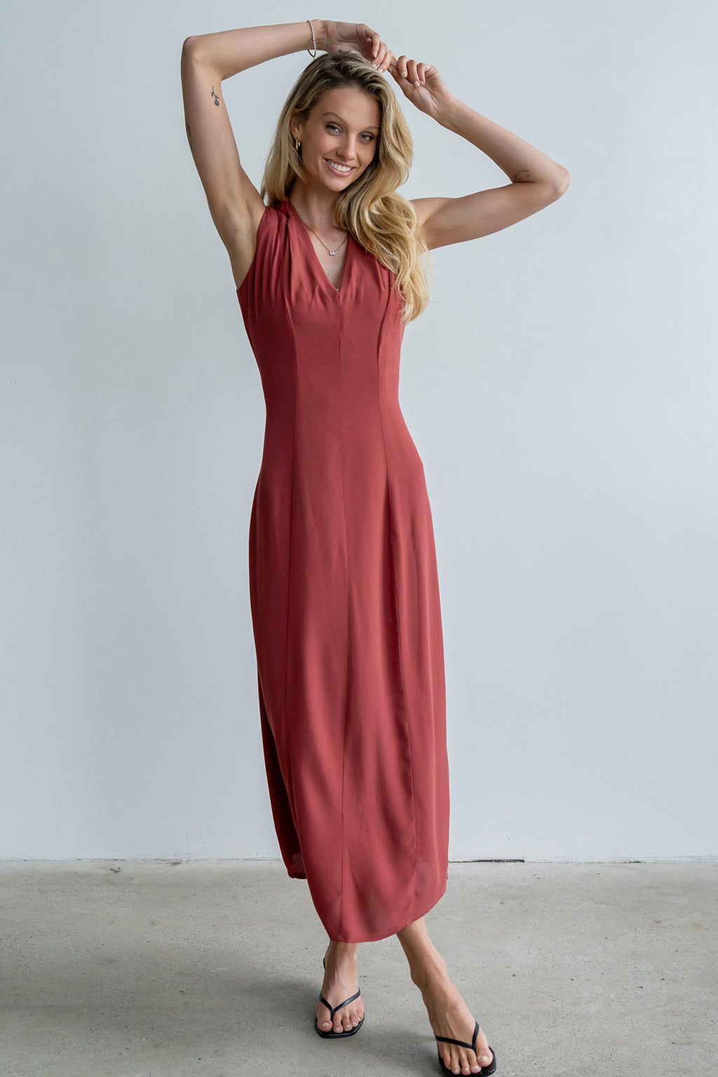 berry red midi dress Berry Red Midi Dress - Tie-Strap Midi Dress - A-Line Midi Dress